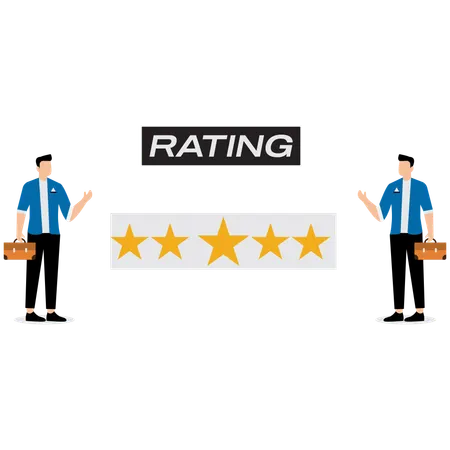 Business people looking at customer rating  Illustration