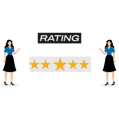 Business people looking at customer rating  Illustration