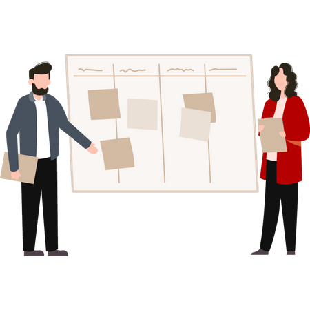 Business people looking at notice board  Illustration