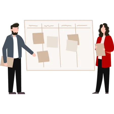 Business people looking at notice board  Illustration