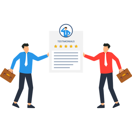 Business people looking at positive testimonial  Illustration
