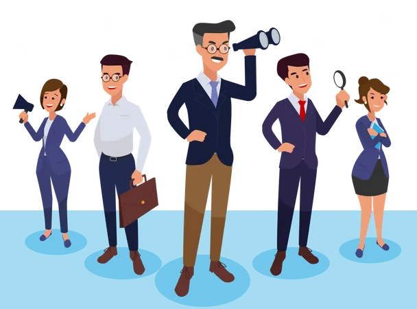 Group Of Business People Isolated On Transparent Background Different People With Different Styles Simple Flat Cartoon Style Illustration