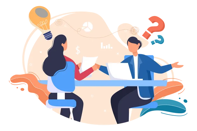 Problem And Solution In Business Solving To Look Ideas With The Concept Of Teamwork Can Use For Web Banner Or Background Flat Illustration Illustration