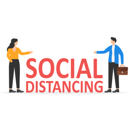 Business people maintaining social distancing  Illustration