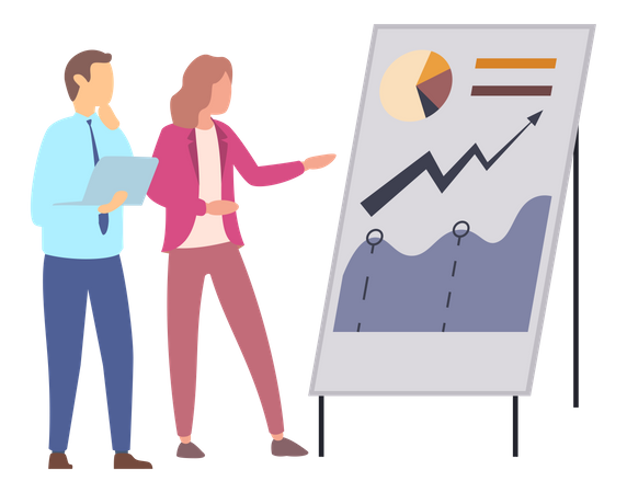 Business People makes presentation of a statistical report  Illustration