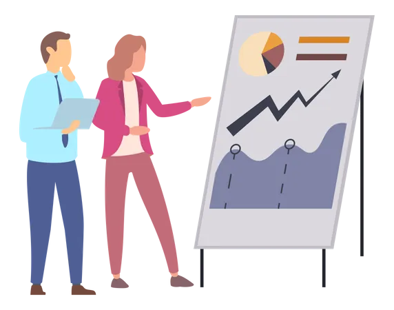 Business People makes presentation of a statistical report  Illustration