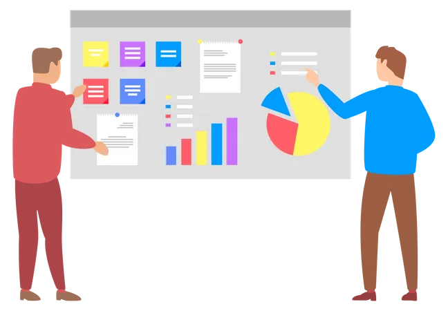 Business people making analytics presentation  Illustration
