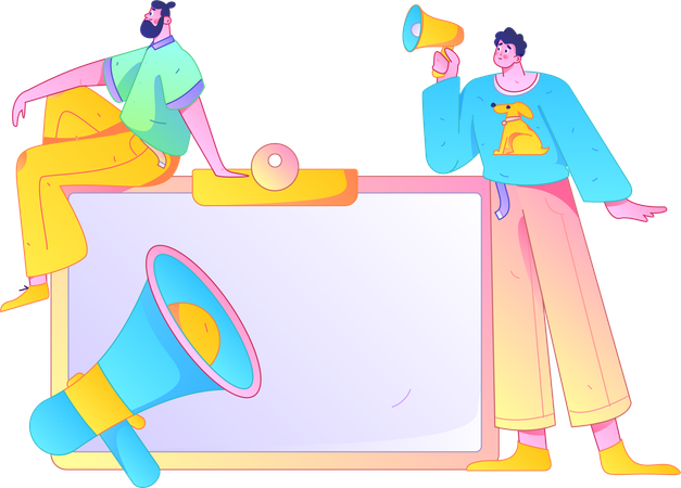 Business people making big announcements  Illustration