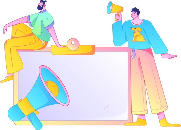 Business people making big announcements  Illustration