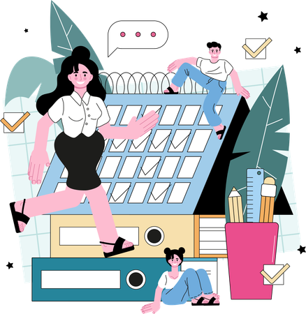 Business people making business schedule  Illustration