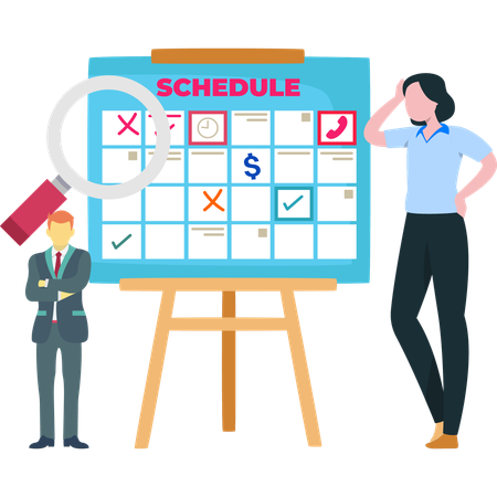 Business People Making Business Schedule  Illustration