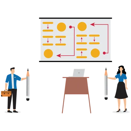 사업 전략을 만드는 사업가들  일러스트레이션