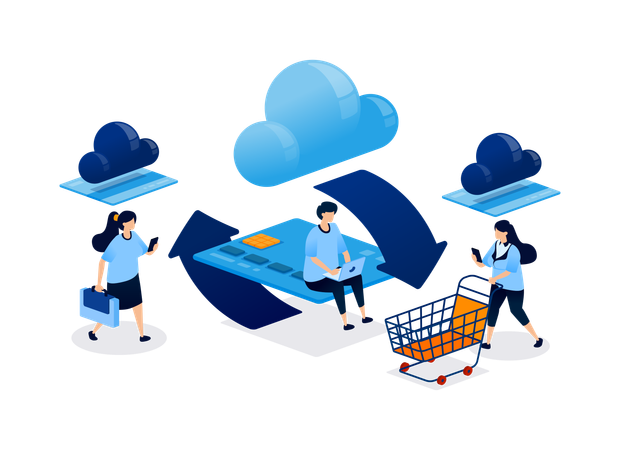Business people making card payment  Illustration