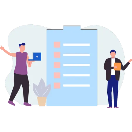 Business people making business checklist  Illustration