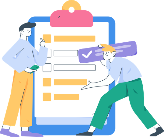 Business people making checklist  Illustration