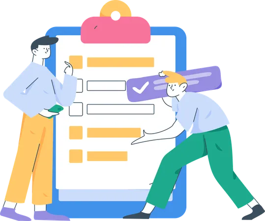 Business people making checklist  Illustration