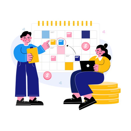 Business people making Finance Tax Schedule  Illustration