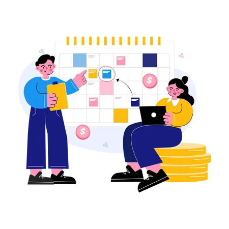 Business people making Finance Tax Schedule  Illustration