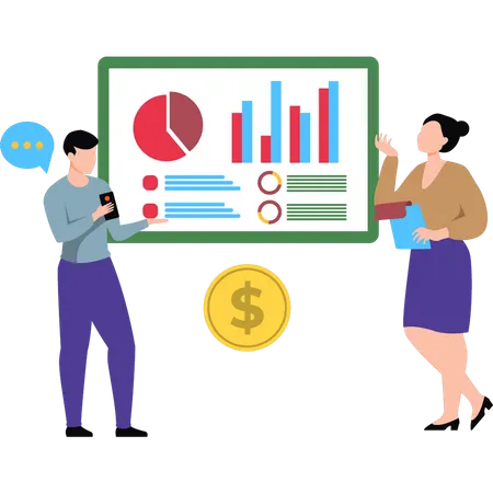 Business people making financial report  Illustration