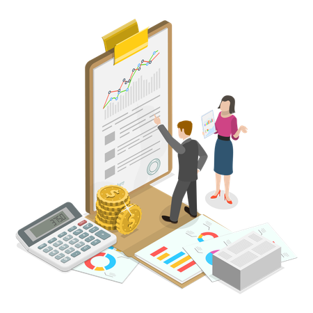 Business people making financial report  Illustration