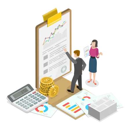 Business people making financial report  Illustration