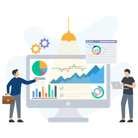 Business people making financial report  Illustration