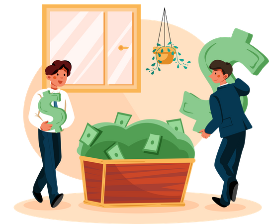 Business people making money  Illustration