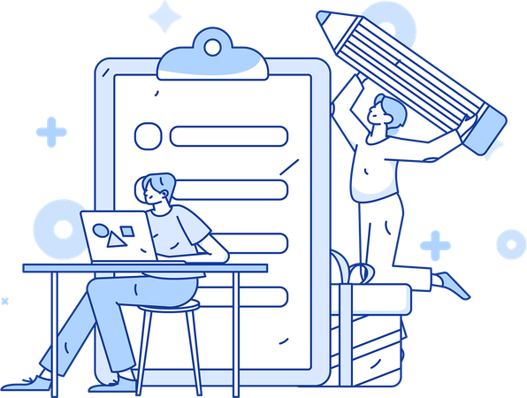 Business people making online questionnaire form  Illustration