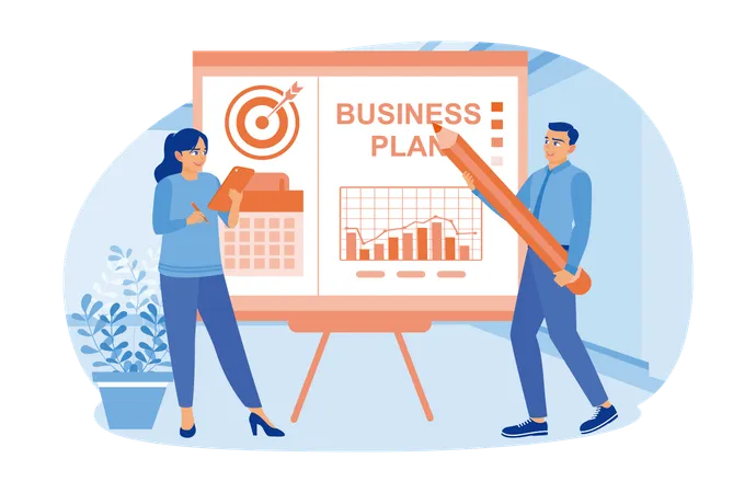 Business people making business plans  Illustration