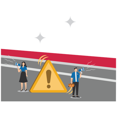 Business people making risk alert announcement  Illustration