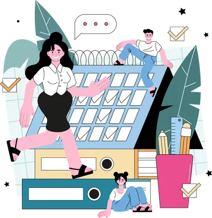 Business people making business schedule  Illustration