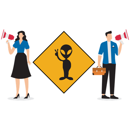 Business people making warning announcement  Illustration