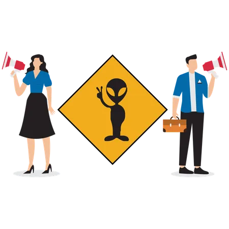 Business people making warning announcement  Illustration