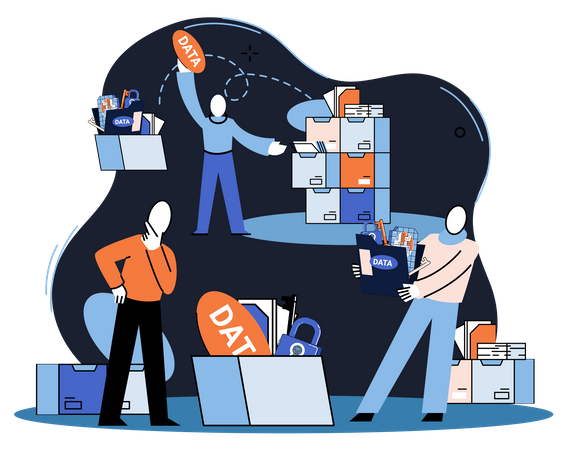 Business People manage data  Illustration