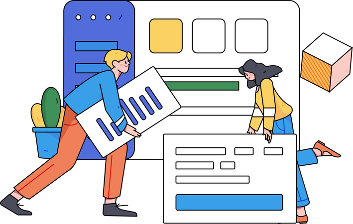 Business people managing business data  Illustration