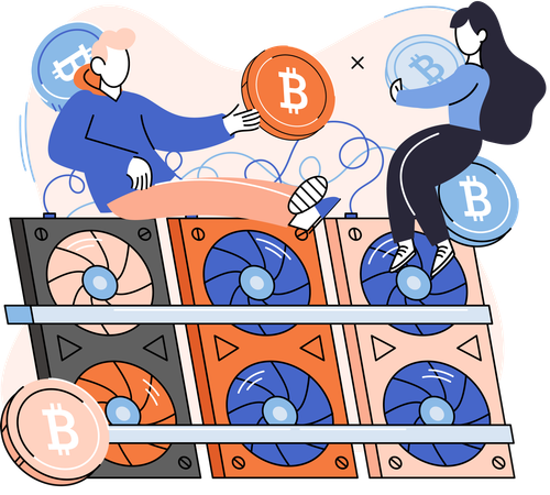 Business people managing mining exchange  Illustration