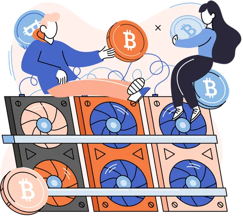 Business people managing mining exchange  Illustration