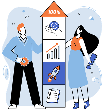 Business people managing startup growth strategy  Illustration