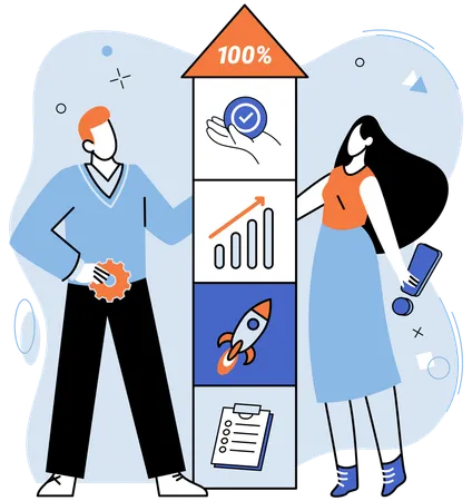 Business people managing startup growth strategy  Illustration