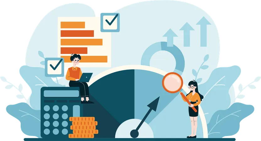 Business people measuring financial performance  Illustration