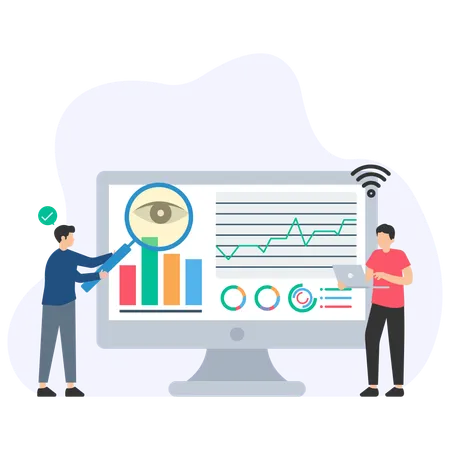 Business people monitoring business data  Illustration