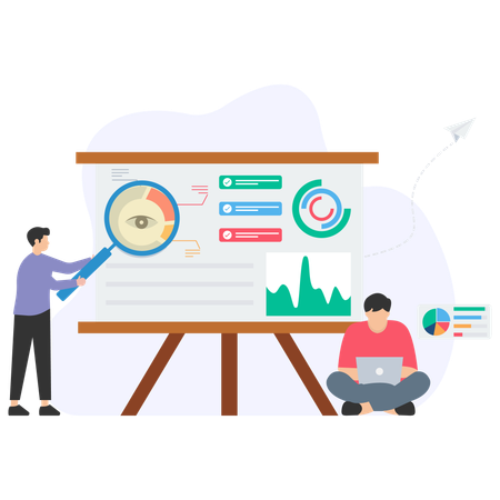 Business People Monitoring Business Data  Illustration