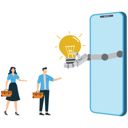 Business people needs idea from robot  Illustration