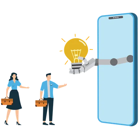 Business people needs idea from robot  Illustration