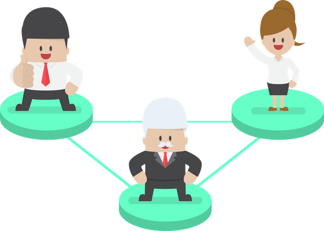 Business people on node connected by network Illustration