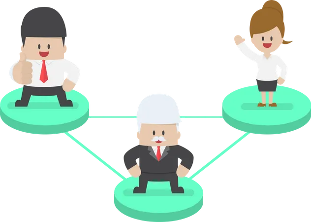 Business people on node connected by network  Illustration