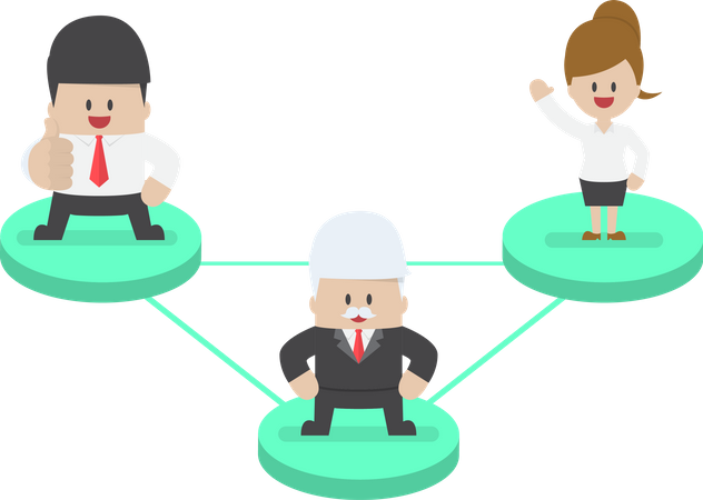 Business people on node connected by network  Illustration