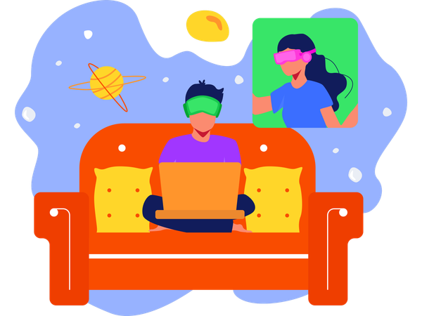 Business People Online Meeting Via Vr  Illustration