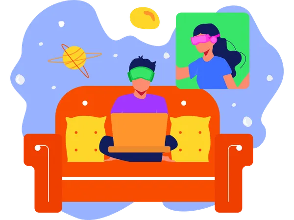Business People Online Meeting Via Vr  Illustration