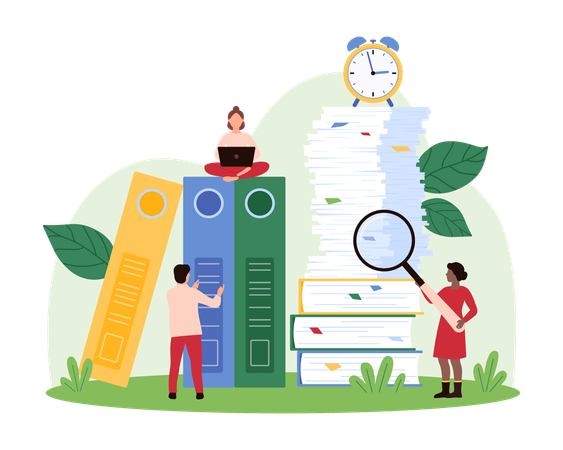 Business people organising business document  Illustration